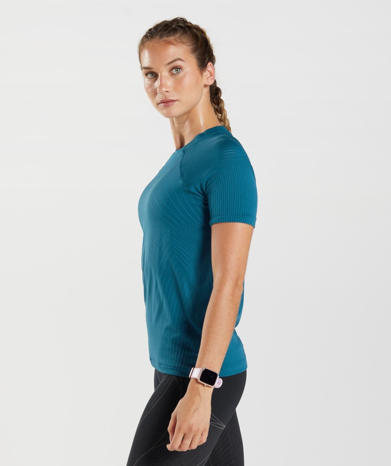 Gymshark Apex Sømløs Topp Atlantic Blue-hai Blue