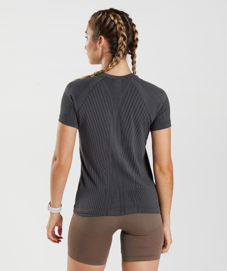 Gymshark Apex Sømløs Topp Onyx Grå-svart