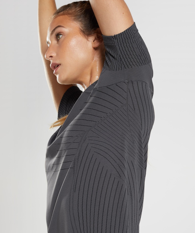 Gymshark Apex Sømløs Topp Onyx Grå-svart