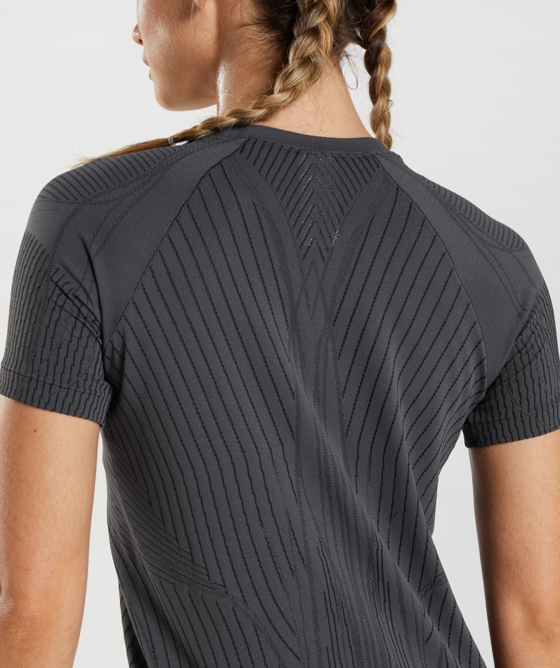 Gymshark Apex Sømløs Topp Onyx Grå-svart