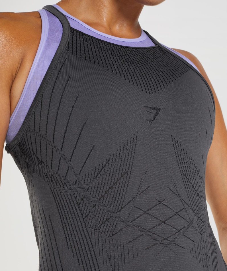 Gymshark Apex Sømløs Kvinner Tank Onyx Grå-svart