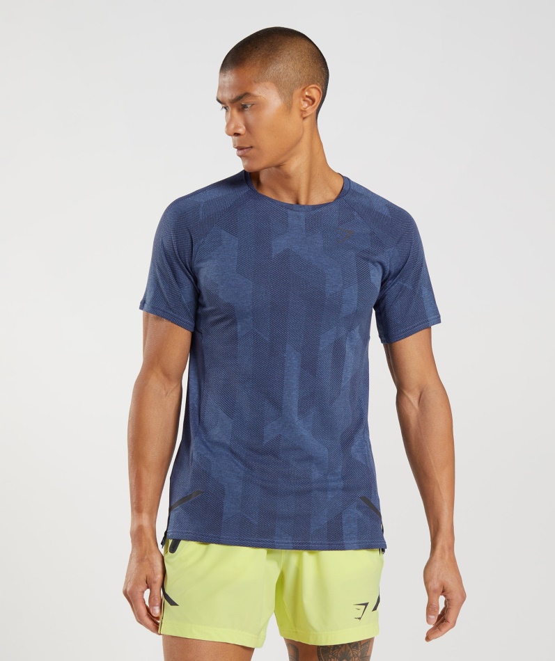 Gymshark Apex T-skjorte Onyx Grå-baneblå