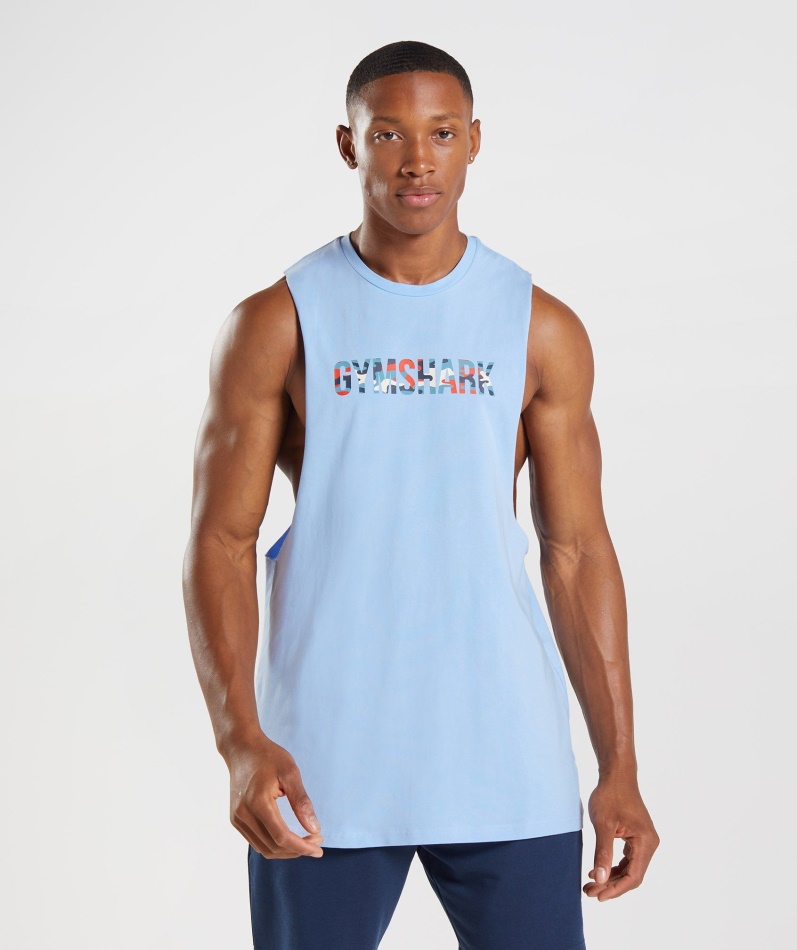 Gymshark Apollo Infill Drop Arm Tank Månestein Blå