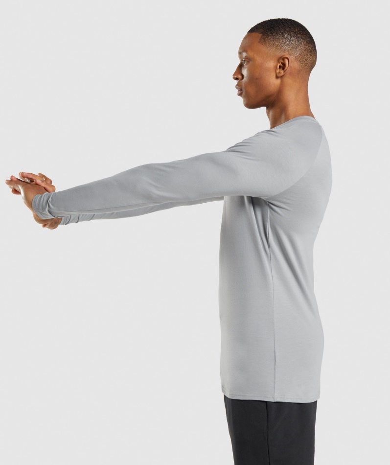 Gymshark Apollo Langermet T-skjorte Menn Smokey Grå