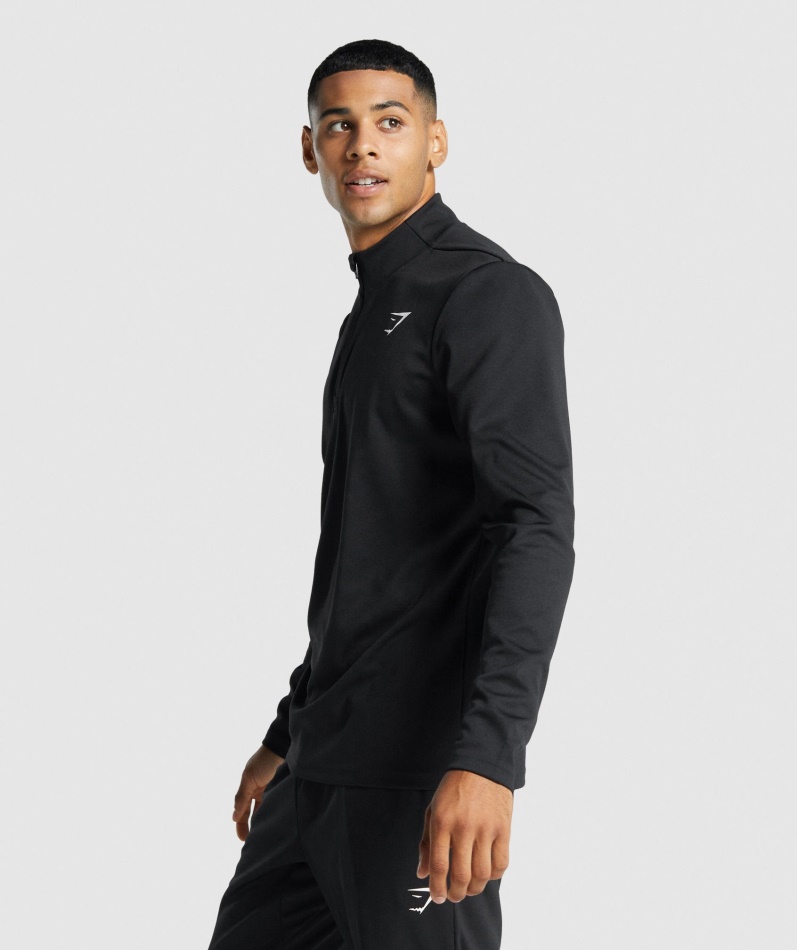 Gymshark Ankomst 1/4 Genser Med Glidelås Svart