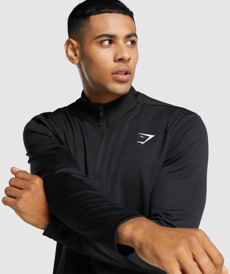 Gymshark Ankomst 1/4 Genser Med Glidelås Svart
