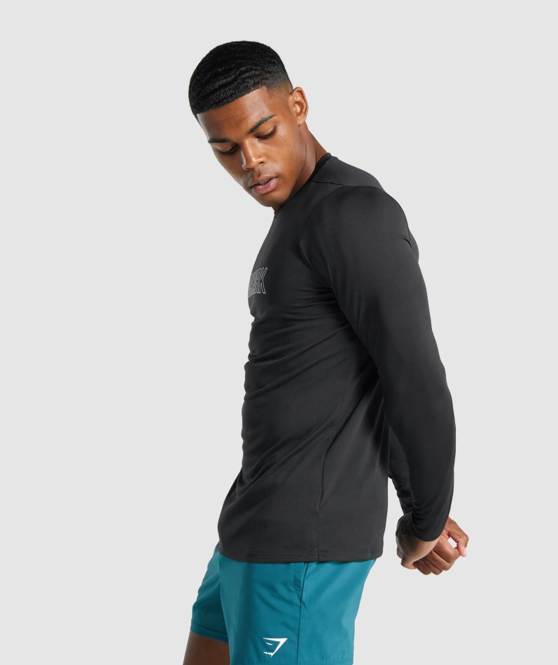 Gymshark Ankomst Langermet Grafisk T-skjorte Svart