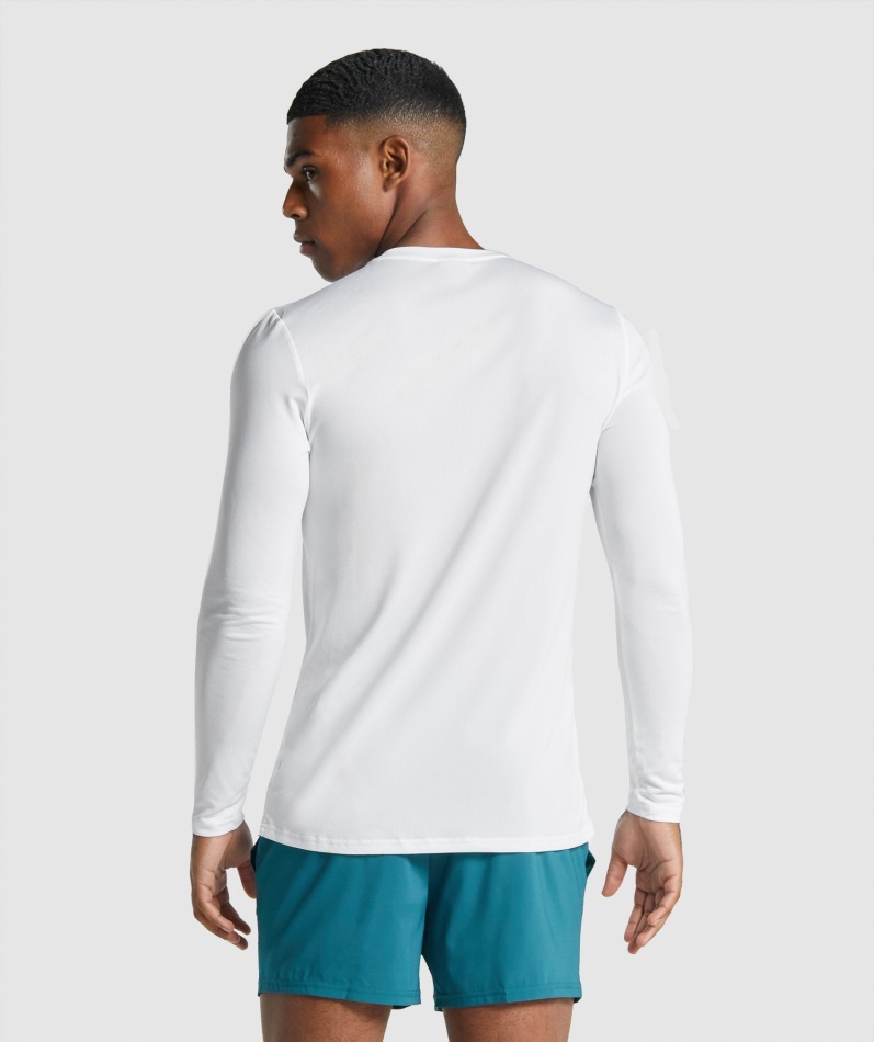 Gymshark Ankomst Langermet Grafisk T-skjorte Hvit