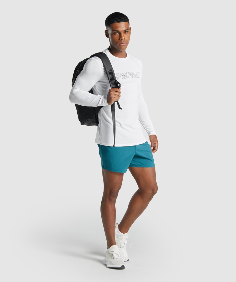 Gymshark Ankomst Langermet Grafisk T-skjorte Hvit