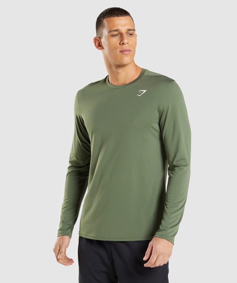 Gymshark Ankomst Langermet T-skjorte Kjerne Oliven
