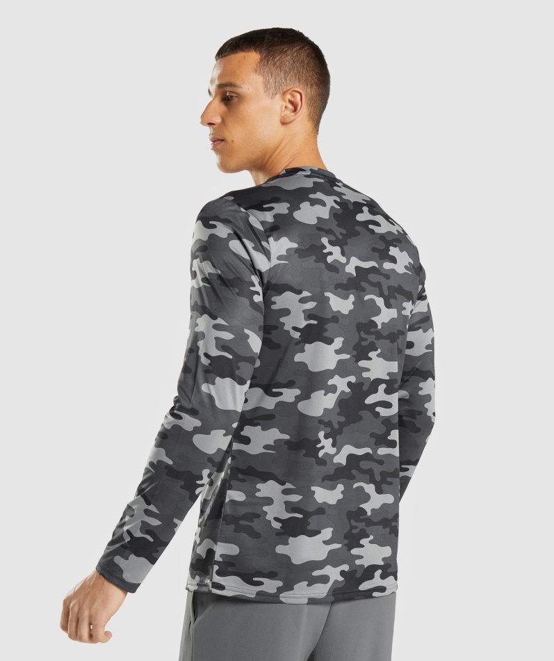 Gymshark Ankomst Langermet T-skjorte Grått Trykk