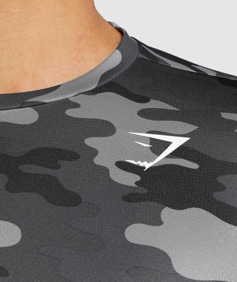 Gymshark Ankomst Langermet T-skjorte Grått Trykk