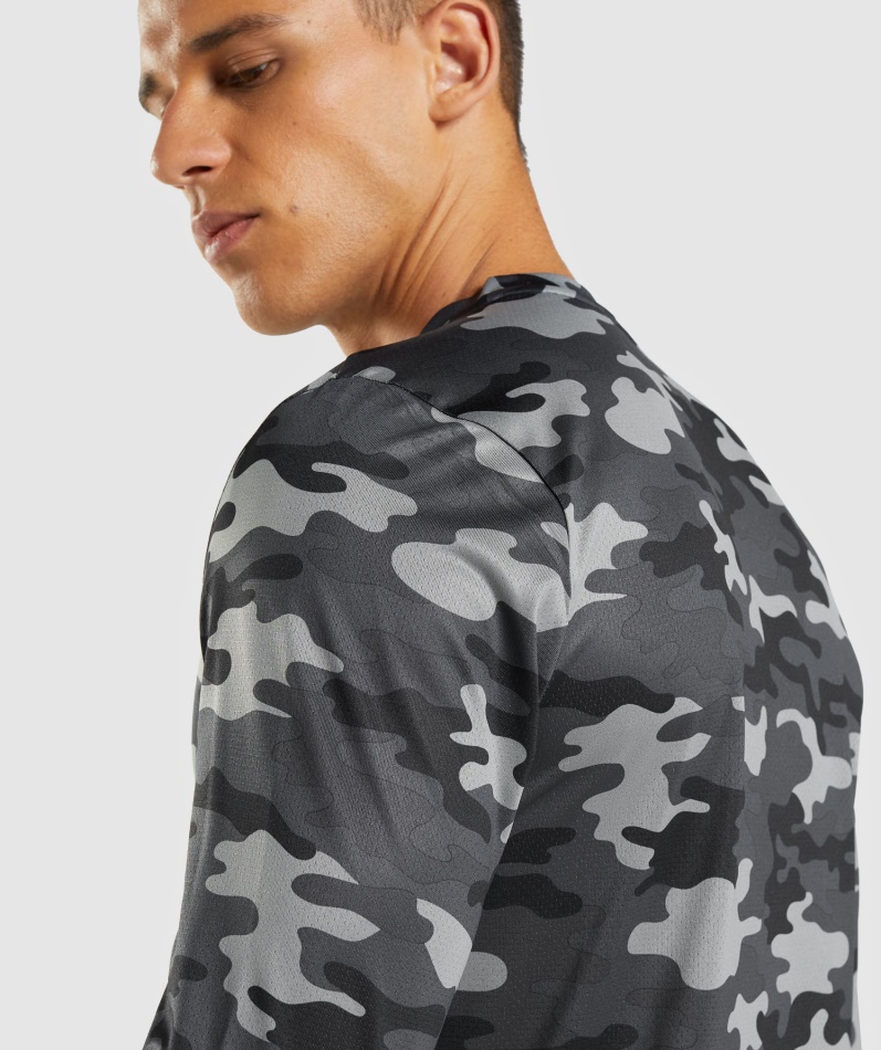 Gymshark Ankomst Langermet T-skjorte Grått Trykk