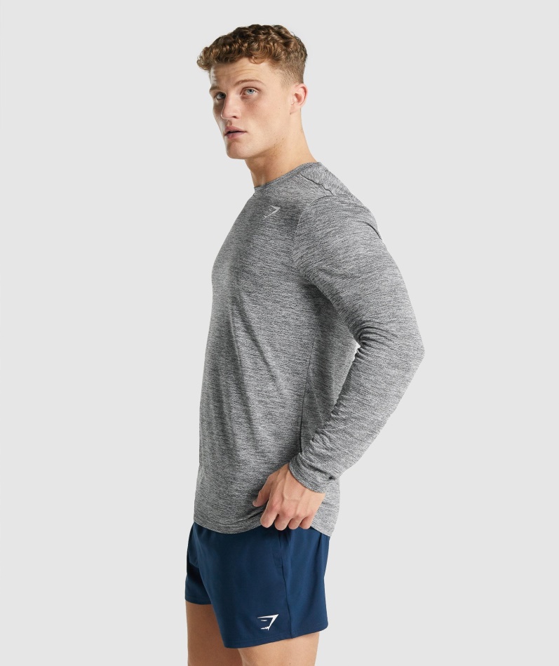Gymshark Ankomst Mergel Langermet T-skjorte Kull Mergel