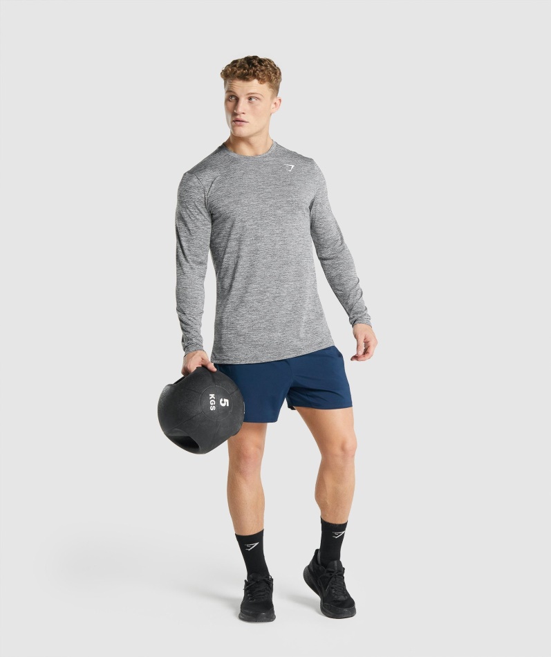 Gymshark Ankomst Mergel Langermet T-skjorte Kull Mergel