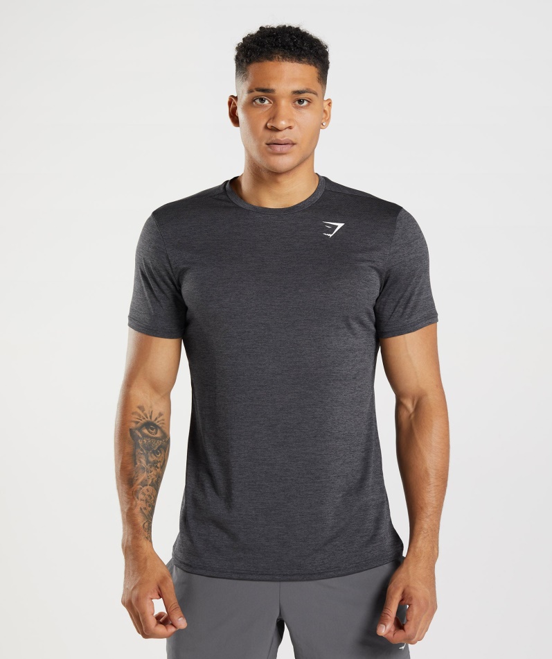 Gymshark Ankomst Mergel T-skjorte Svart-onyx Grå Mergel