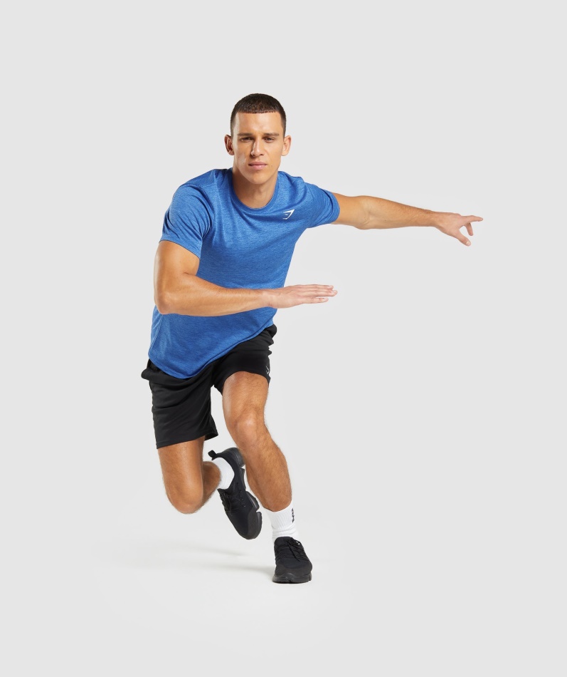 Gymshark Ankomst Mergel T-skjorte Blåspyd Blå Mergel