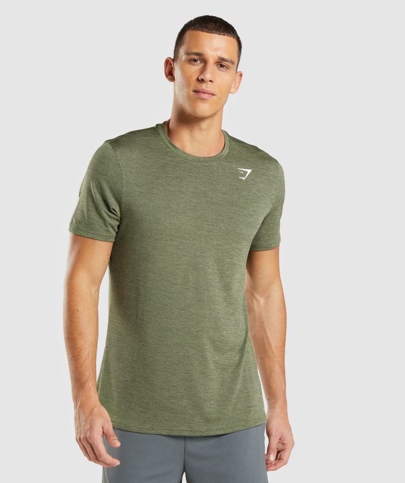 Gymshark Ankomst Mergel T-skjorte Kjerne Oliven-oliven Mergel