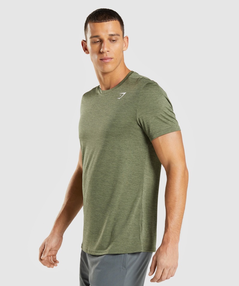Gymshark Ankomst Mergel T-skjorte Kjerne Oliven-oliven Mergel