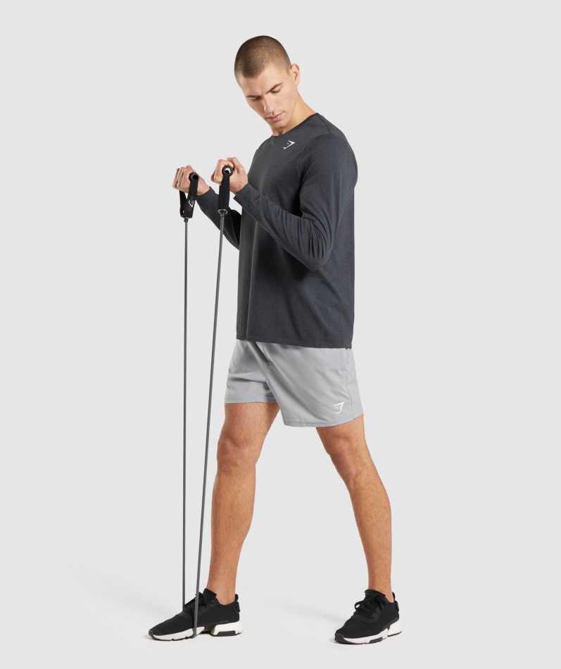 Gymshark Ankomst Sømløs Langermet T-skjorte Svart Mergel