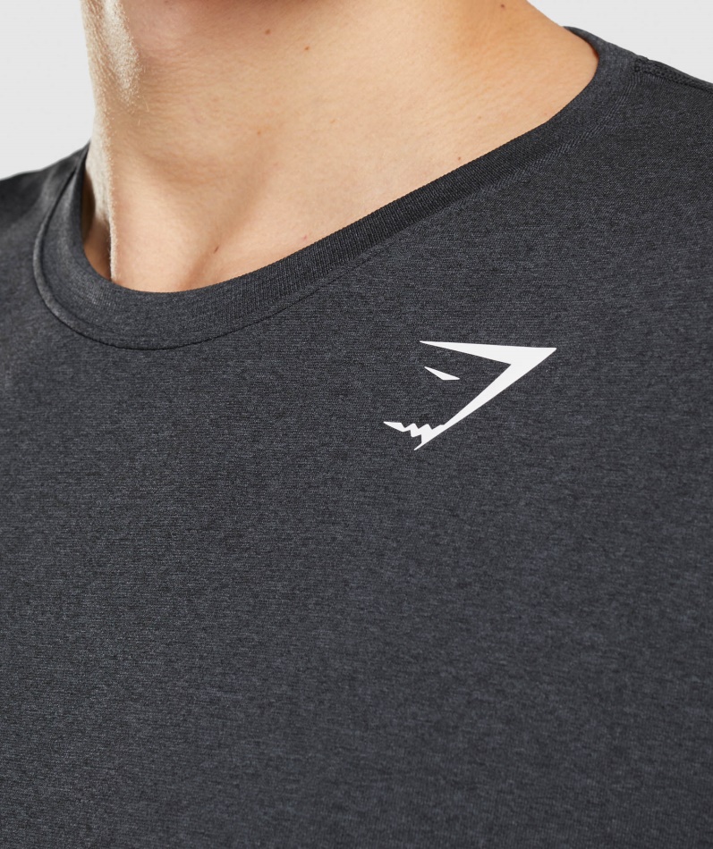 Gymshark Ankomst Sømløs Langermet T-skjorte Svart Mergel