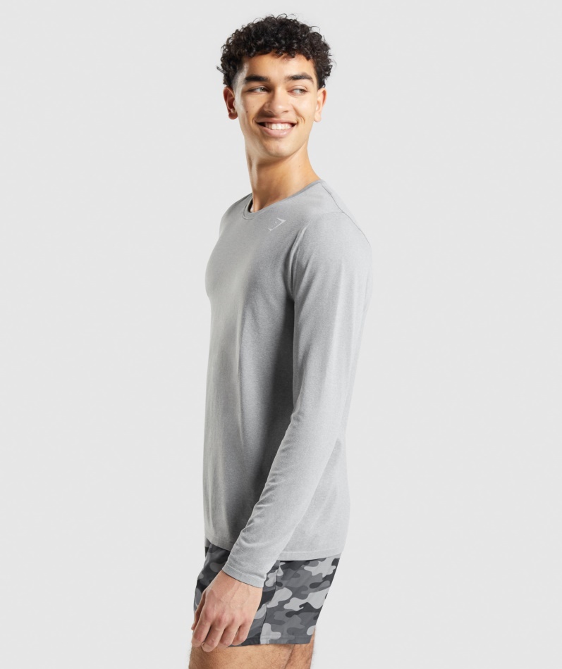 Gymshark Ankomst Sømløs Langermet T-skjorte Grå