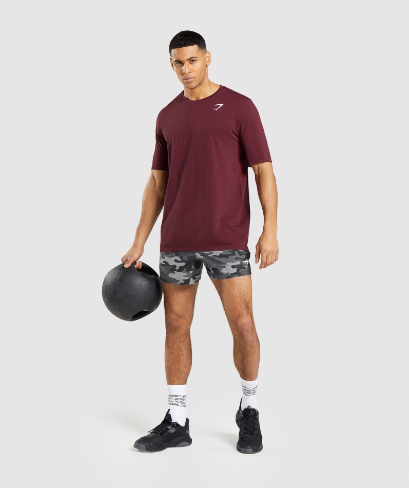 Gymshark Ankomst Sømløs Kortermet T-skjorte Burgunder Rød Mergel
