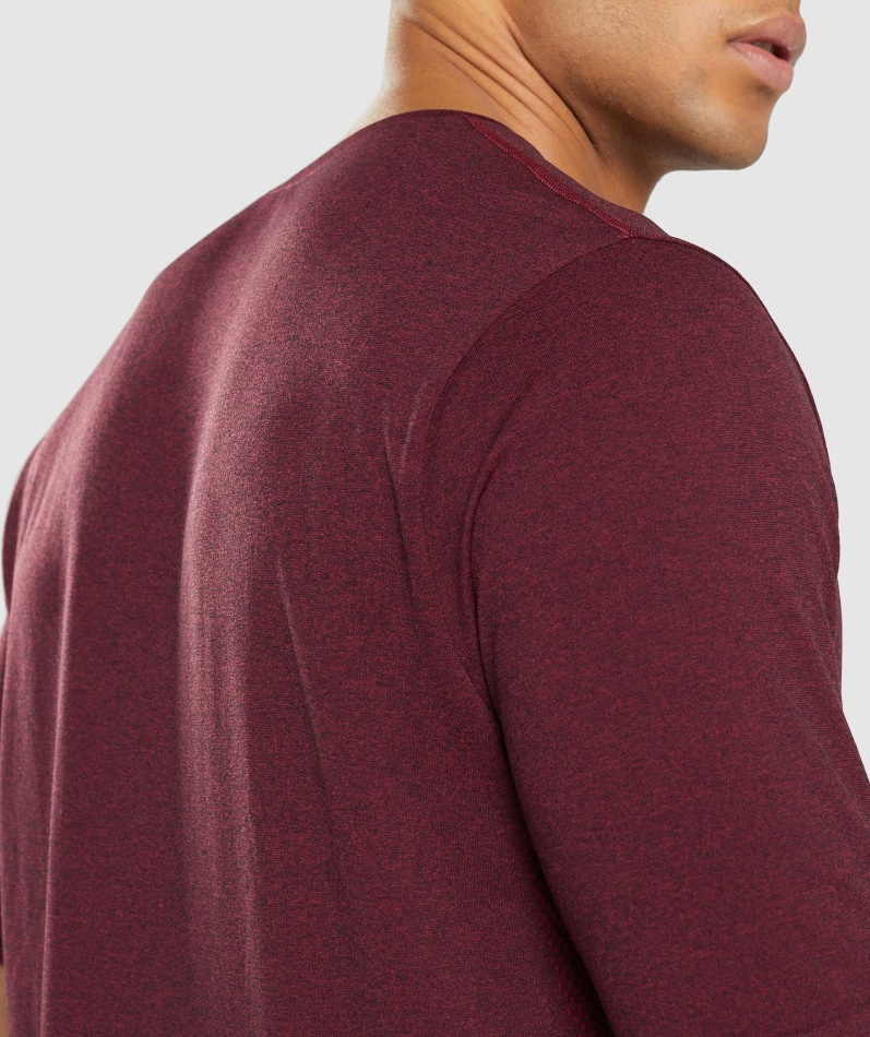 Gymshark Ankomst Sømløs Kortermet T-skjorte Burgunder Rød Mergel