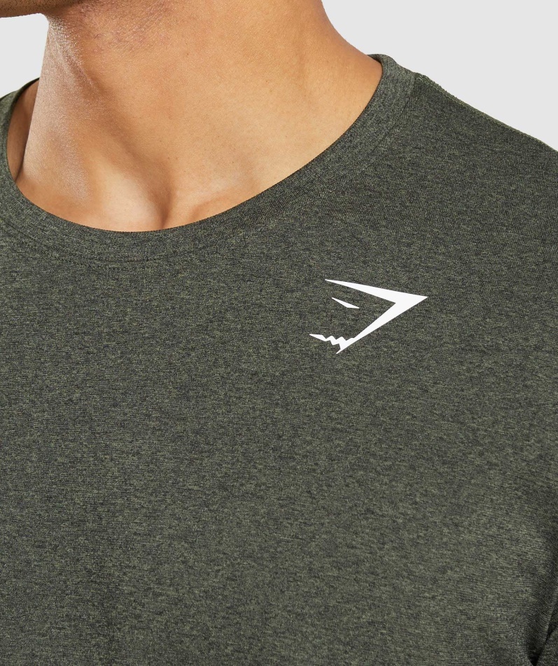 Gymshark Ankomst Sømløs Kortermet T-skjorte Kjerne Oliven Marl