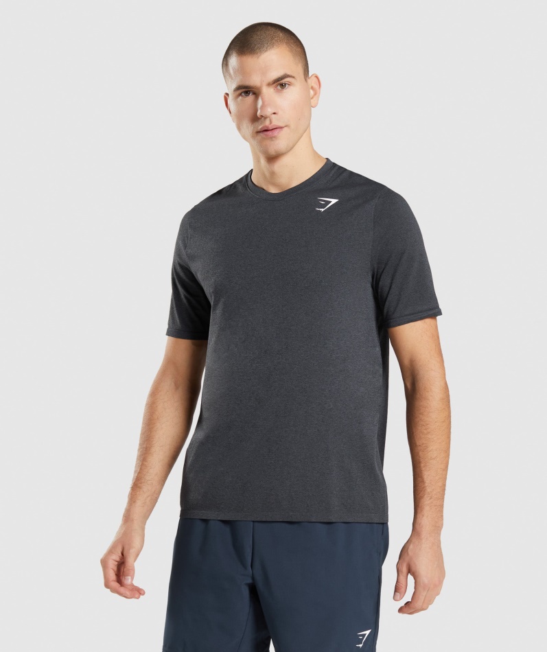 Gymshark Ankomst Sømløs T-skjorte Svart Mergel