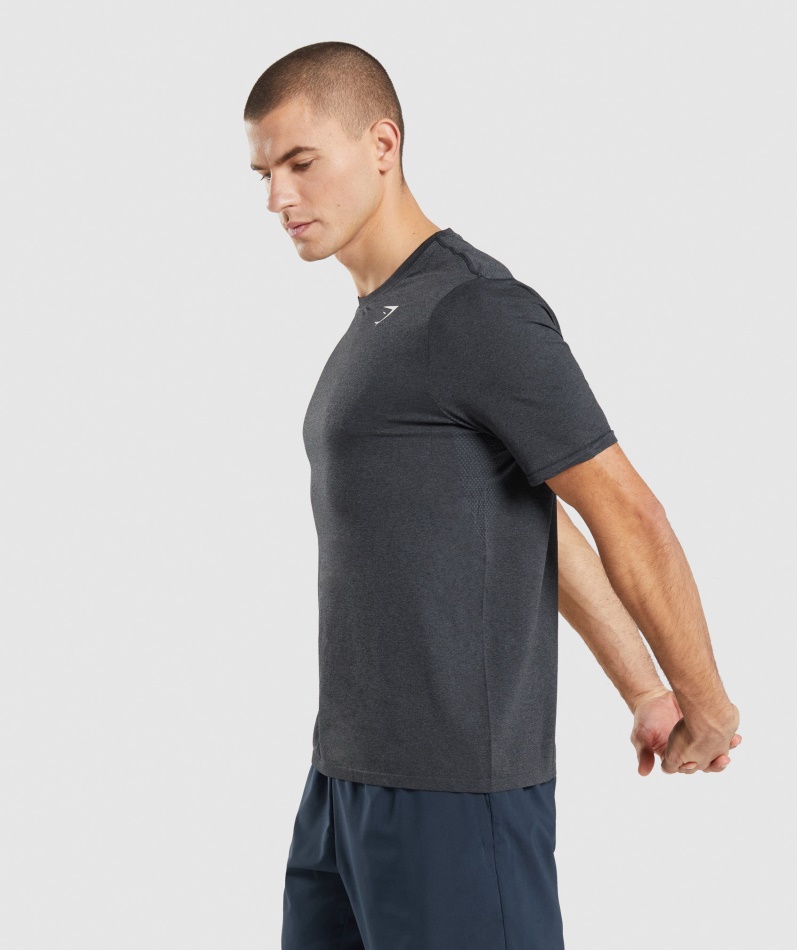 Gymshark Ankomst Sømløs T-skjorte Svart Mergel