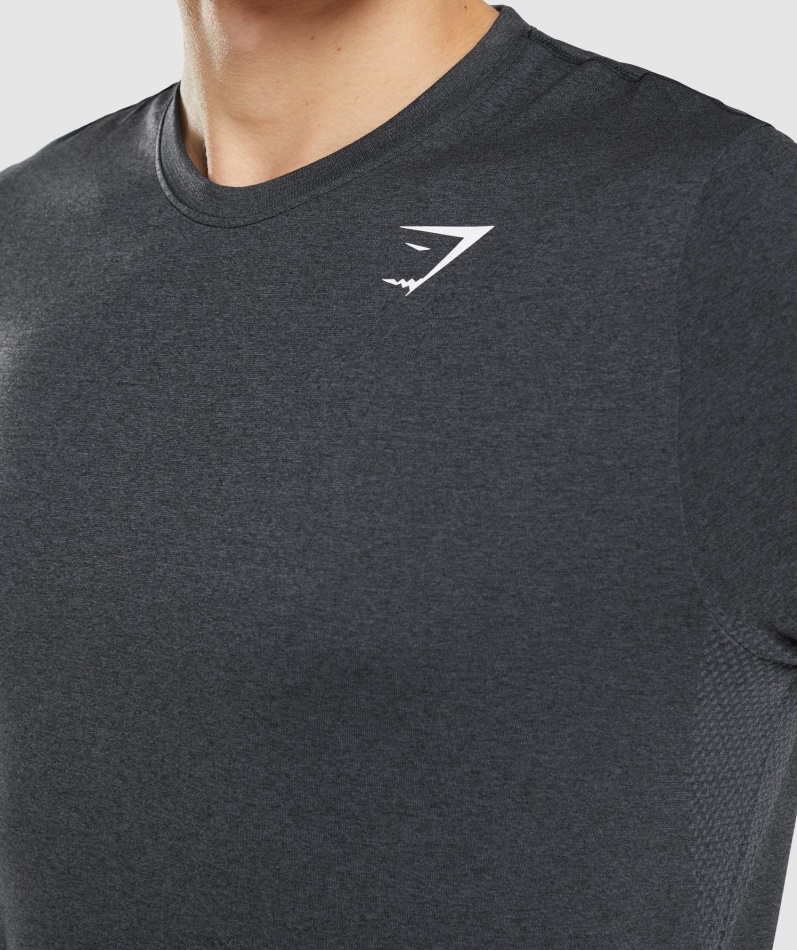 Gymshark Ankomst Sømløs T-skjorte Svart Mergel