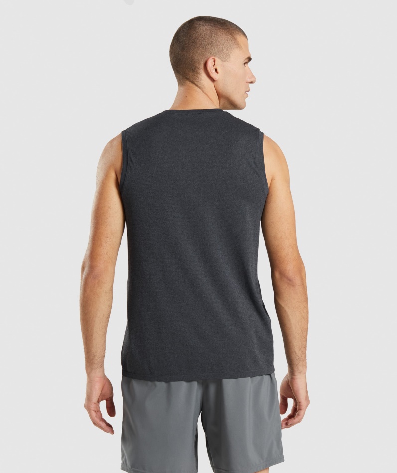 Gymshark Ankomst Sømløs Tank Svart Mergel