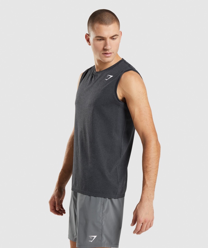 Gymshark Ankomst Sømløs Tank Svart Mergel