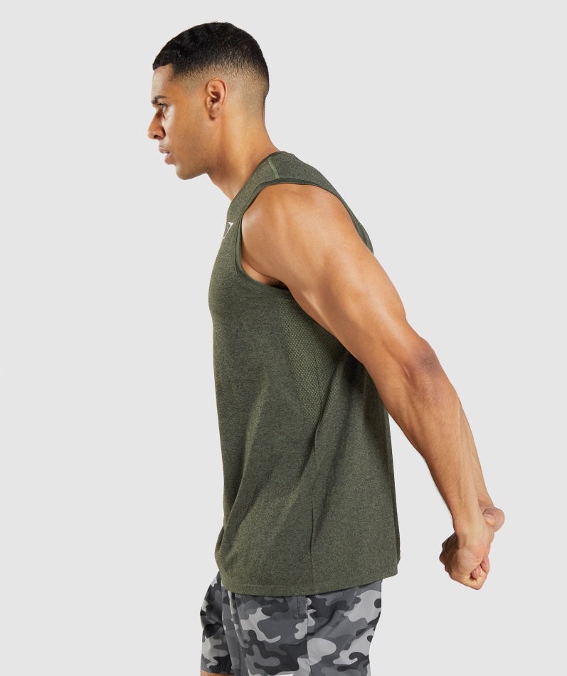 Gymshark Ankomst Sømløs Tankkjerne Oliven Marl
