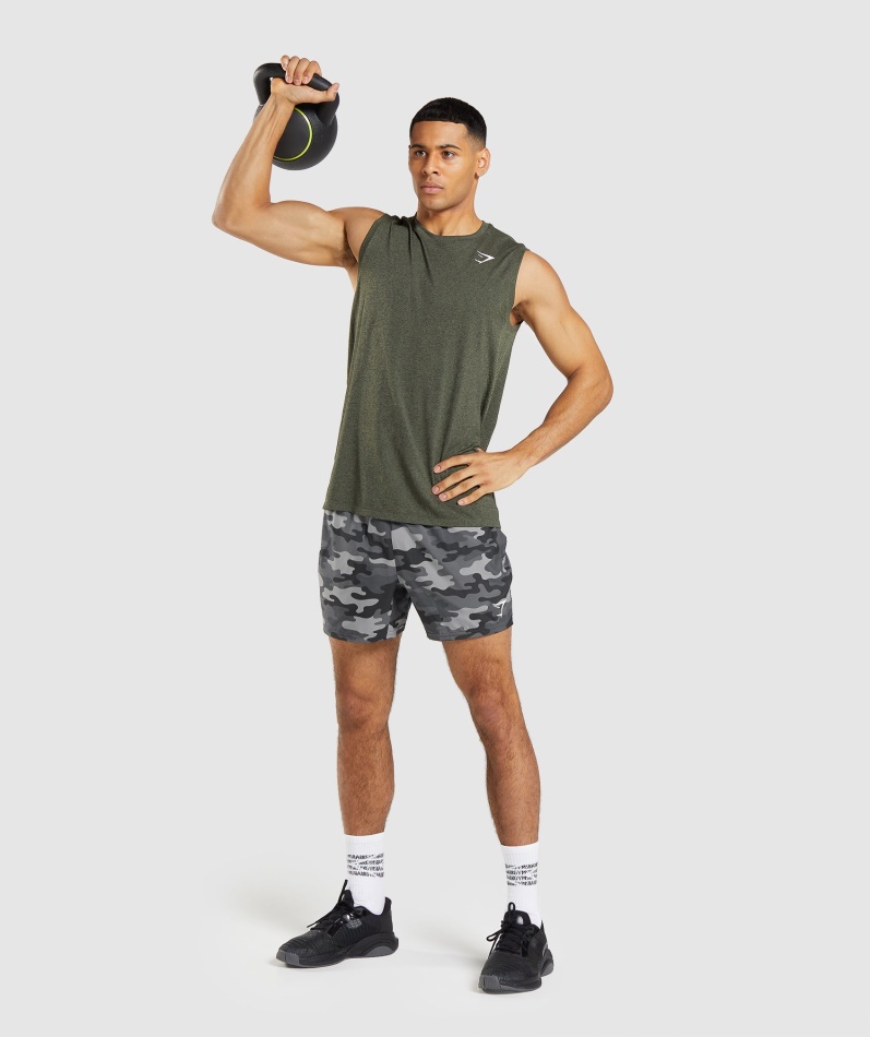 Gymshark Ankomst Sømløs Tankkjerne Oliven Marl