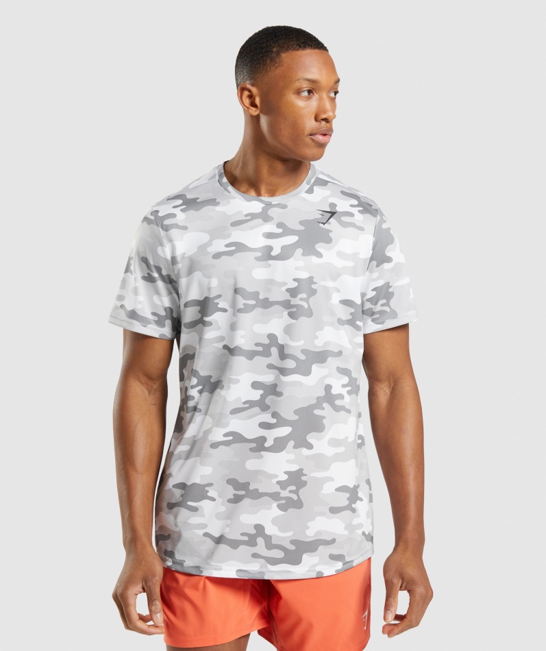 Gymshark Ankomst T-skjorte Lys Grå Print