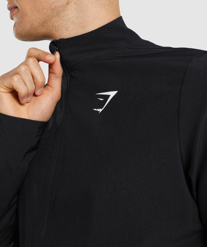 Gymshark Ankomst Vevd Hel Glidelåsjakke Svart