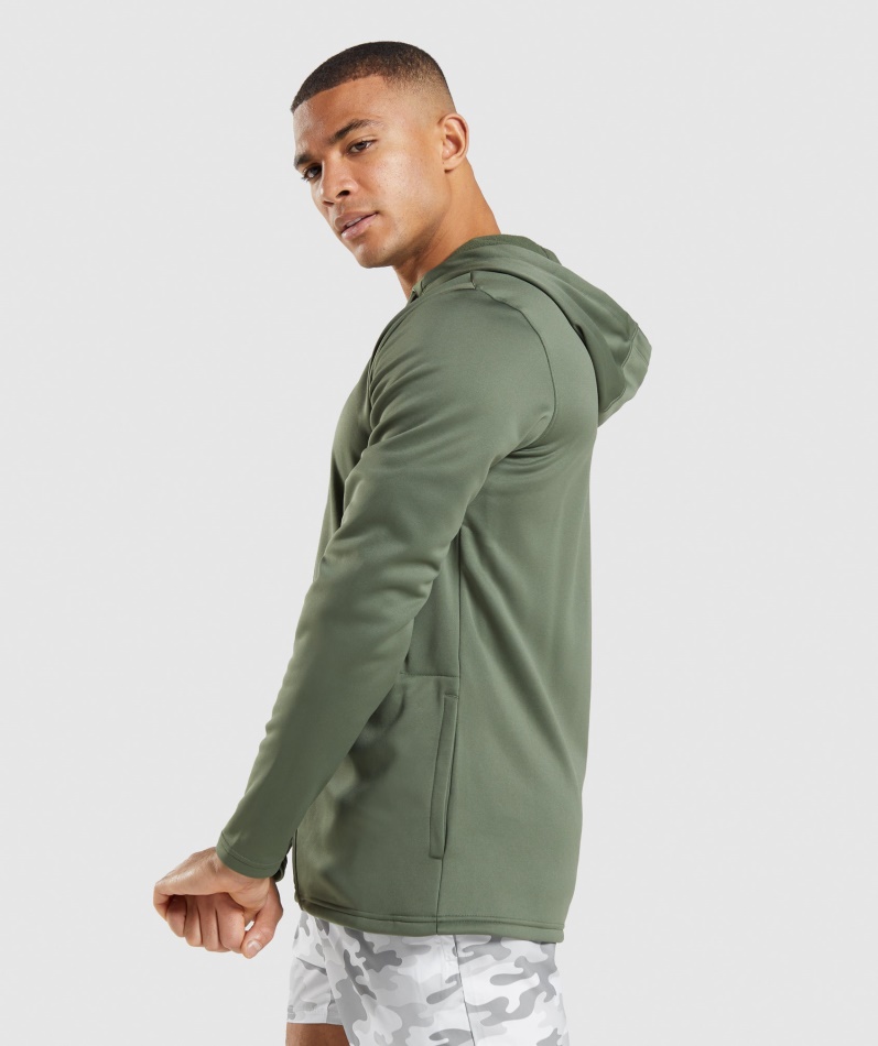 Gymshark Ankomst Zip Up Hettegenser Kjerne Oliven