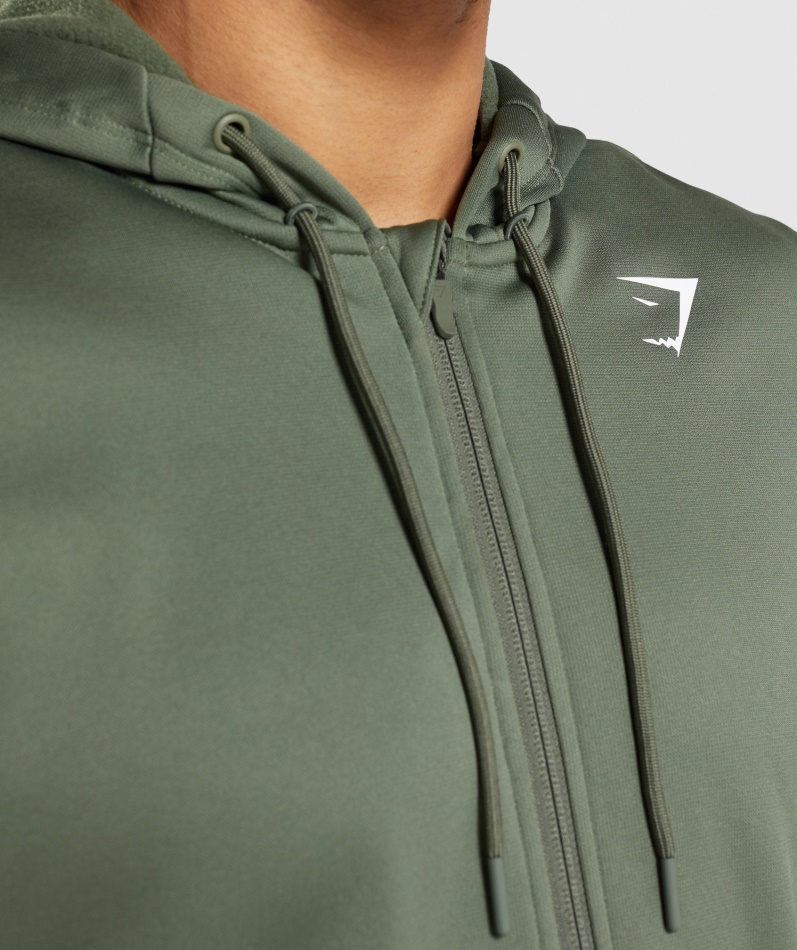 Gymshark Ankomst Zip Up Hettegenser Kjerne Oliven