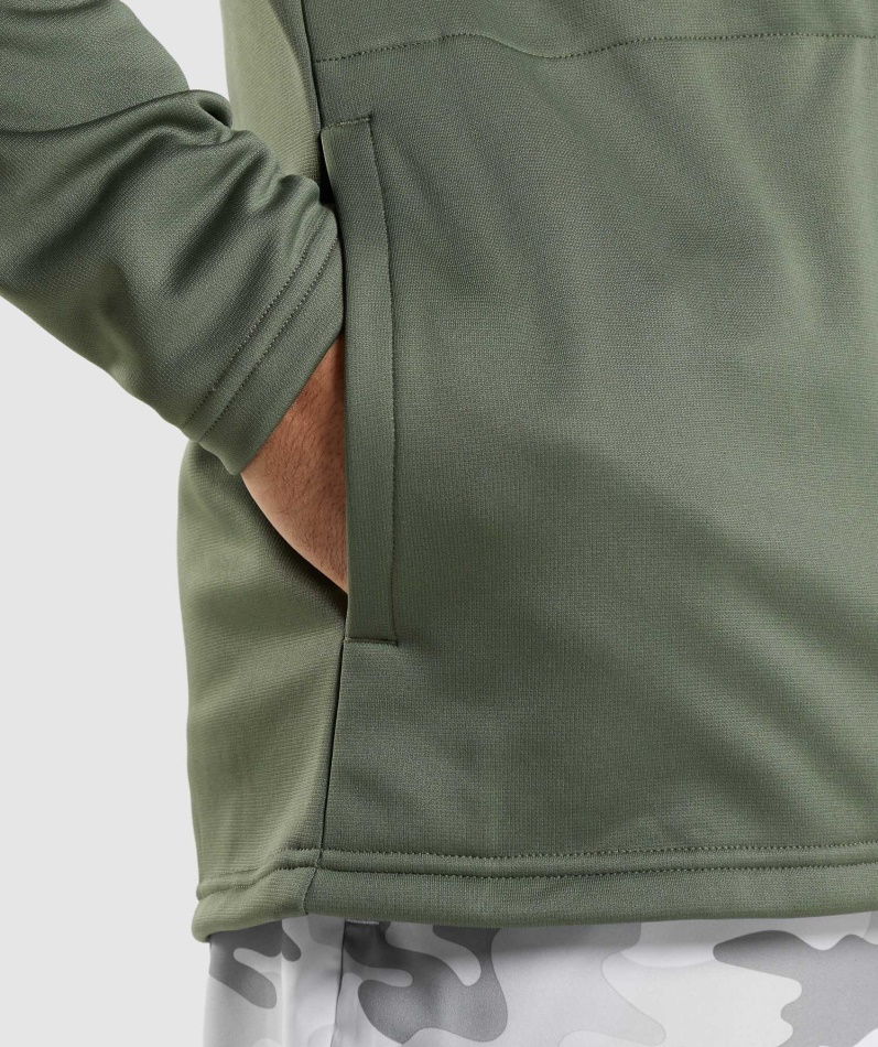 Gymshark Ankomst Zip Up Hettegenser Kjerne Oliven