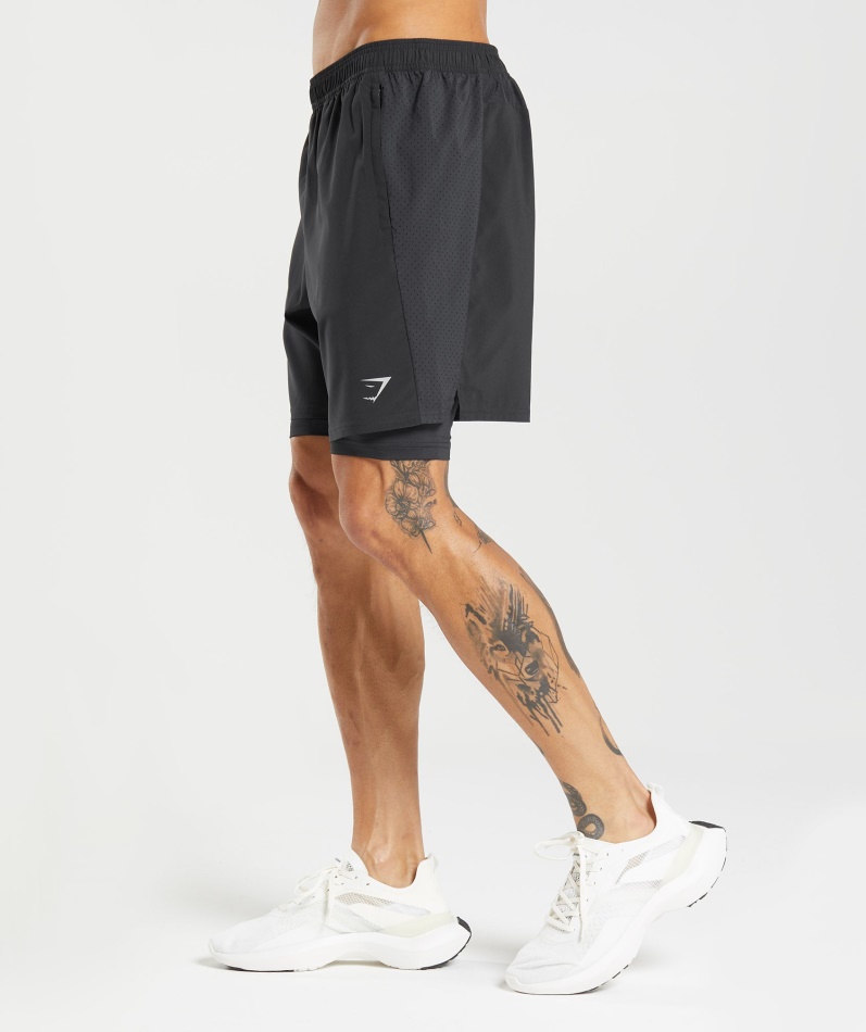 Gymshark Aspekt 2 I 1 Kort Svart
