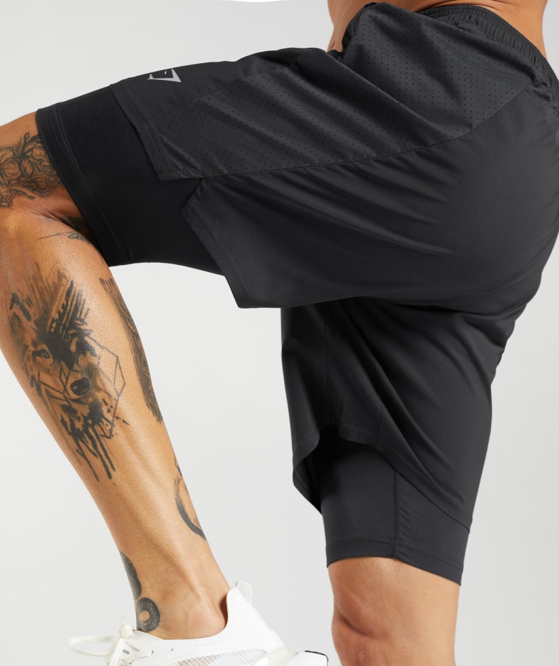 Gymshark Aspekt 2 I 1 Kort Svart