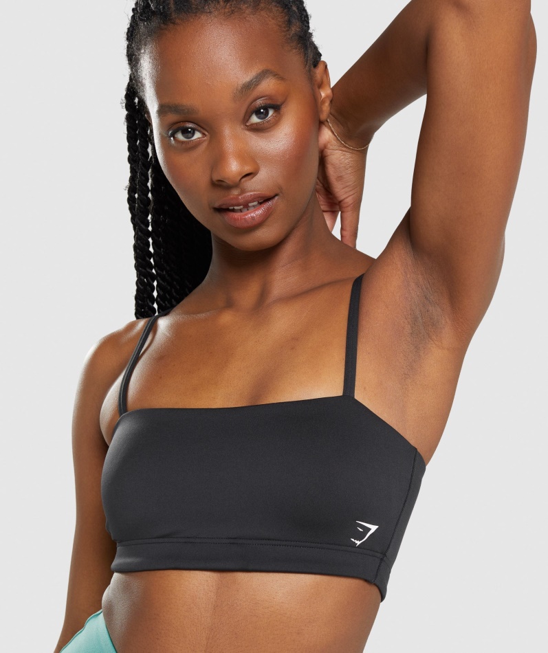 Gymshark Bandeau Sports-bh Svart