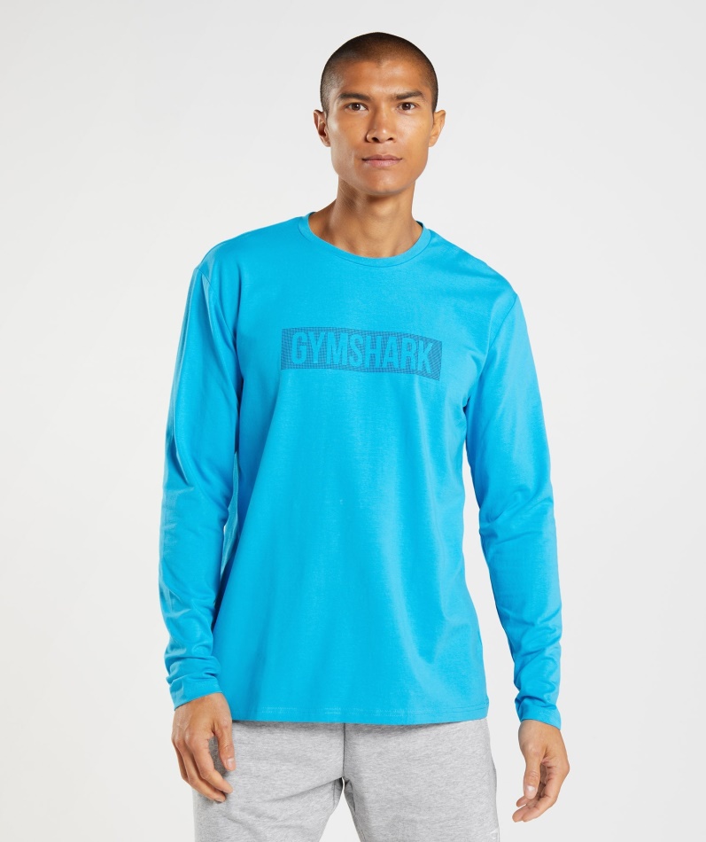 Gymshark Blokk Langermet T-skjorte Shark Blue