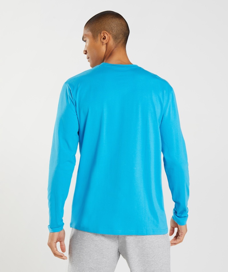 Gymshark Blokk Langermet T-skjorte Shark Blue