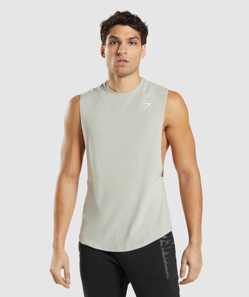Gymshark Fet Drop Arm Tank Pebble Grey