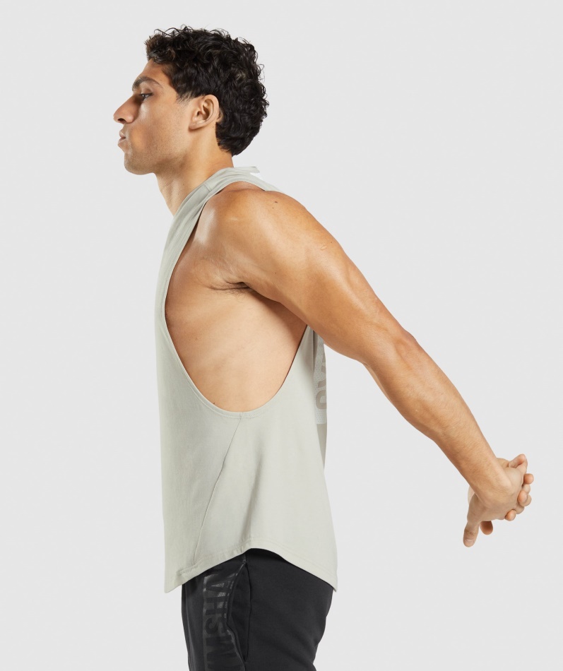 Gymshark Fet Drop Arm Tank Pebble Grey