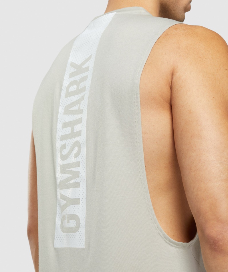 Gymshark Fet Drop Arm Tank Pebble Grey