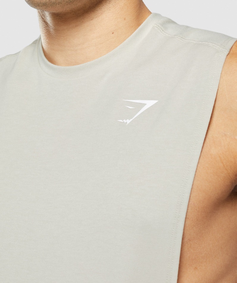Gymshark Fet Drop Arm Tank Pebble Grey